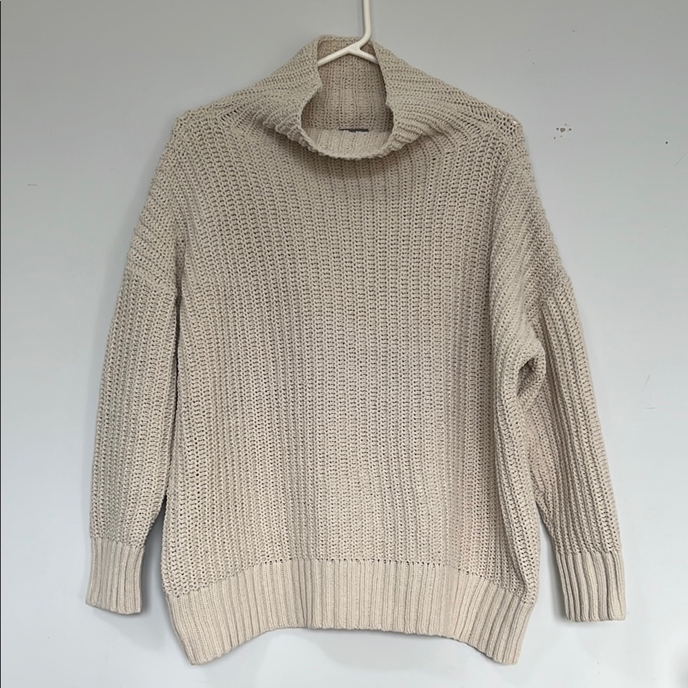 Aerie Cream Turtleneck Knit Sweater